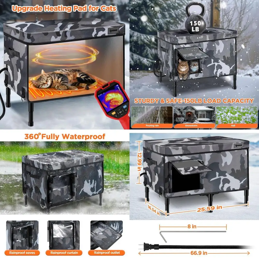 

Прочный 6-слойный уличный кошачий домик, водонепроницаемый и изолированный с подогревом для бродячих кошек