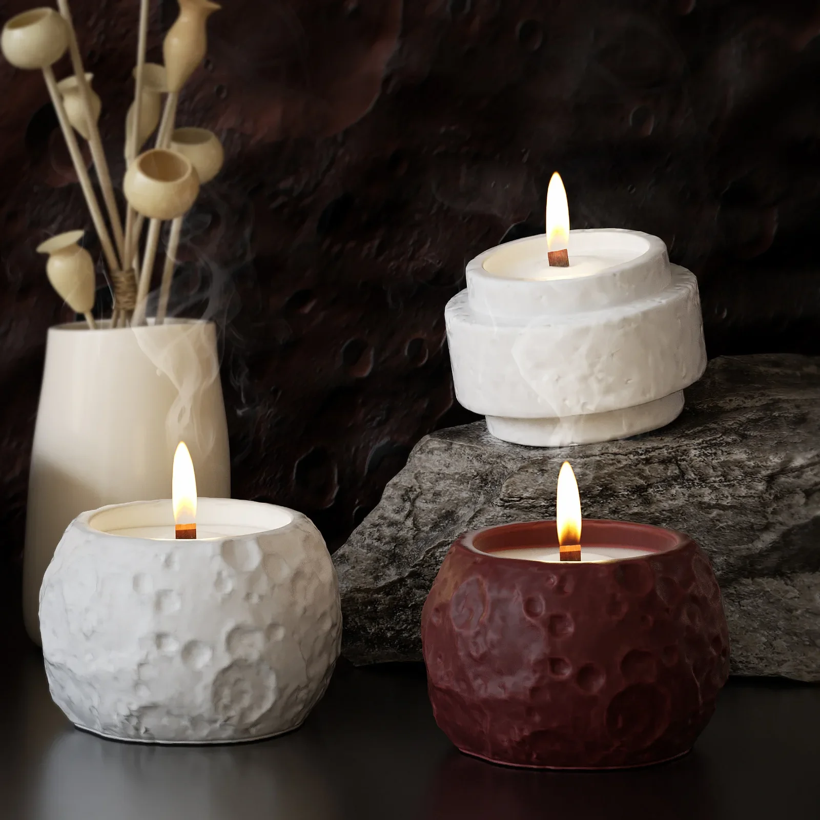 

Candle Cup Silicone Mold DIY Epoxy Resin Mold Space Moon Series Storage Box Candle Cup Aromatherapy Gypsum Ornament Mold