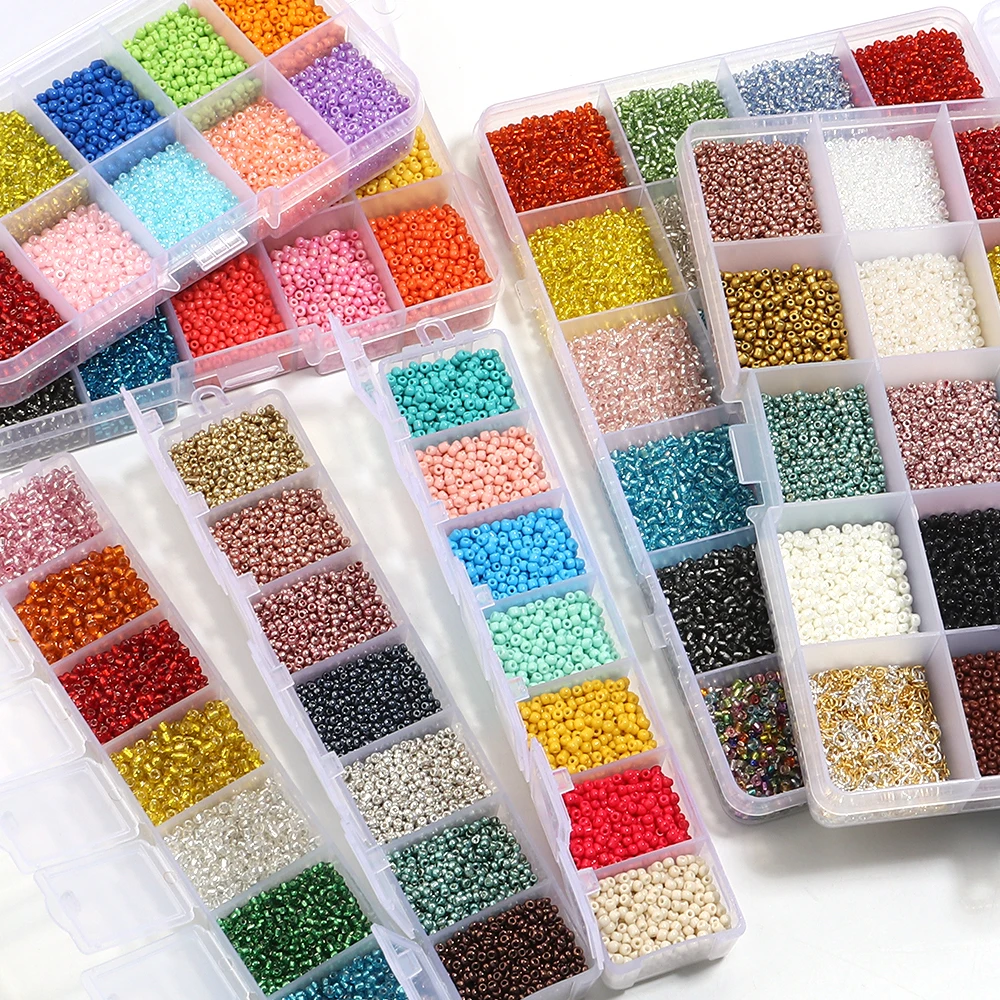 

7-24 Grids Glass Seed Beads Kits Multistyle Colorful Rice Beads Set DIY Handmade Bracelet Earrings Jewelry Accessories Materials