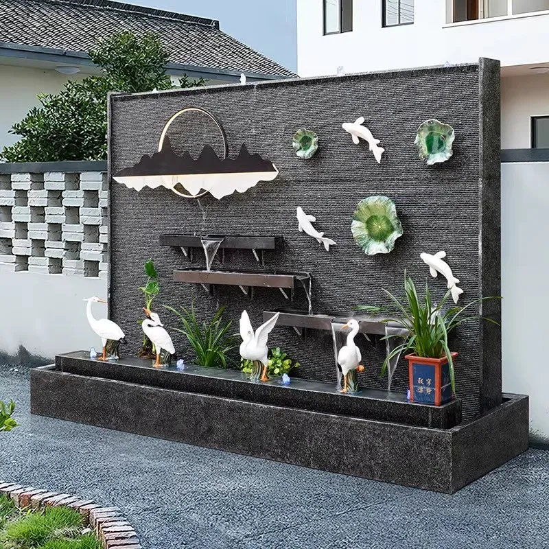 outdoor courtyard garden villa water landscape decoration balcony landscaping layout Water curtain wall water fountain ornaments