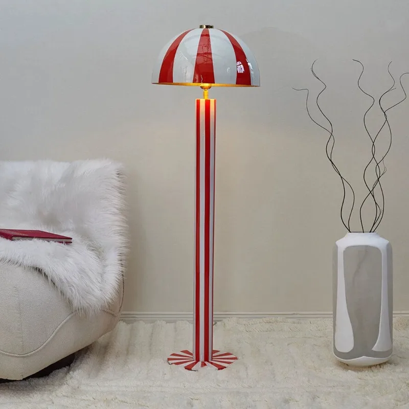 Color striped floor lamp, villa living room decoration, wrought iron girl style retro creative lamps
