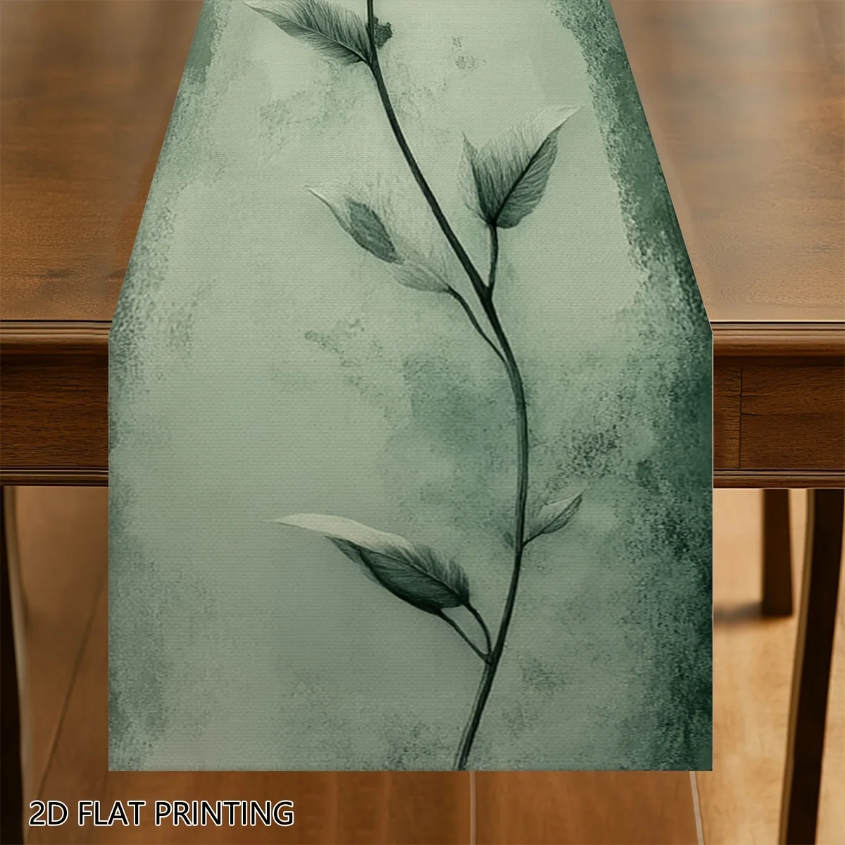 1 Piece of Table Runner with Green Leaf Design, Suitable for Farmhouse, Indoor, Kitchen, Celebrations, Table Decoration, Restaurant and Banquet Decoration Supplies