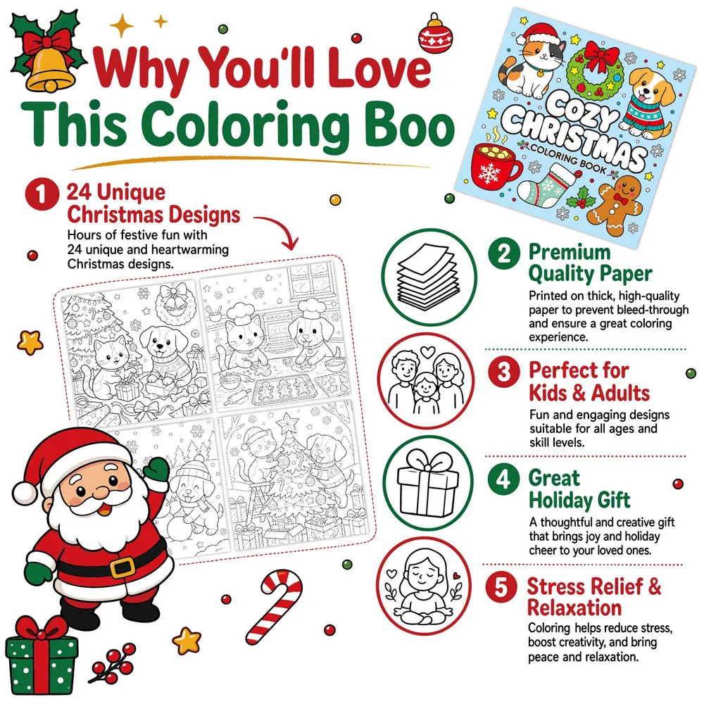 Christmas Comfy Coloring Book For Adults And Teens Drawing Book Perfect Gift for Halloween Party and Birthday
