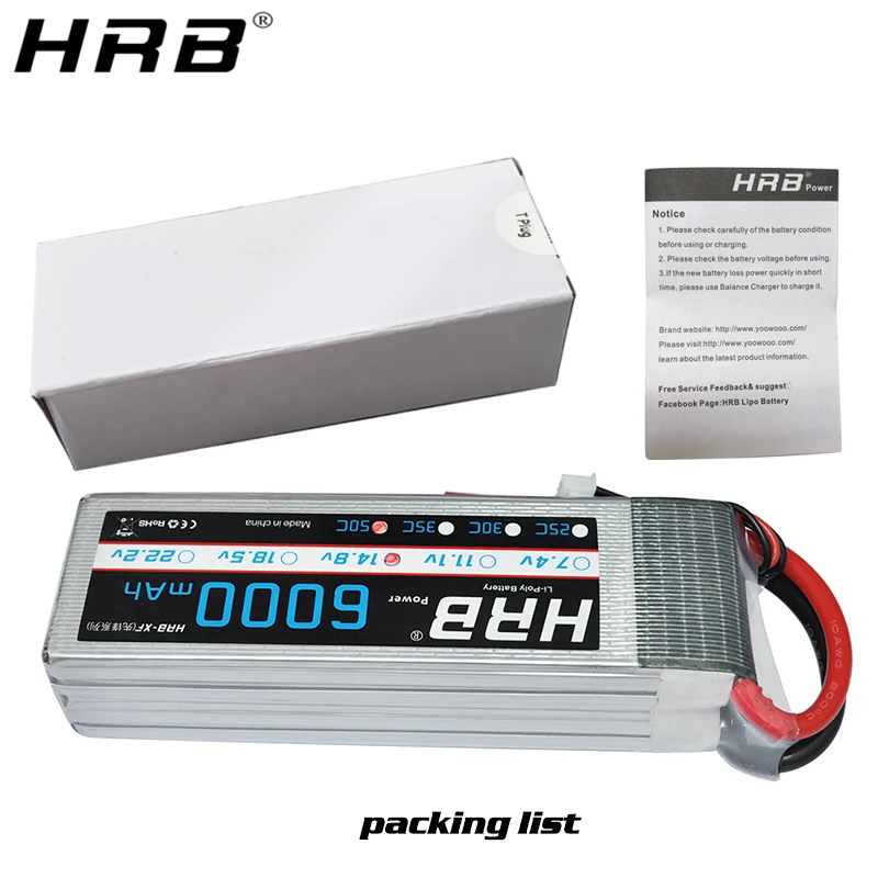 HRB 4S 14.8V بطارية ليبو 6000mah XT60 T عمداء RC أجزاء ل VKAR بيسون عربات التي تجرها الدواب سيارة FPV الطائرات 1/10 قارب