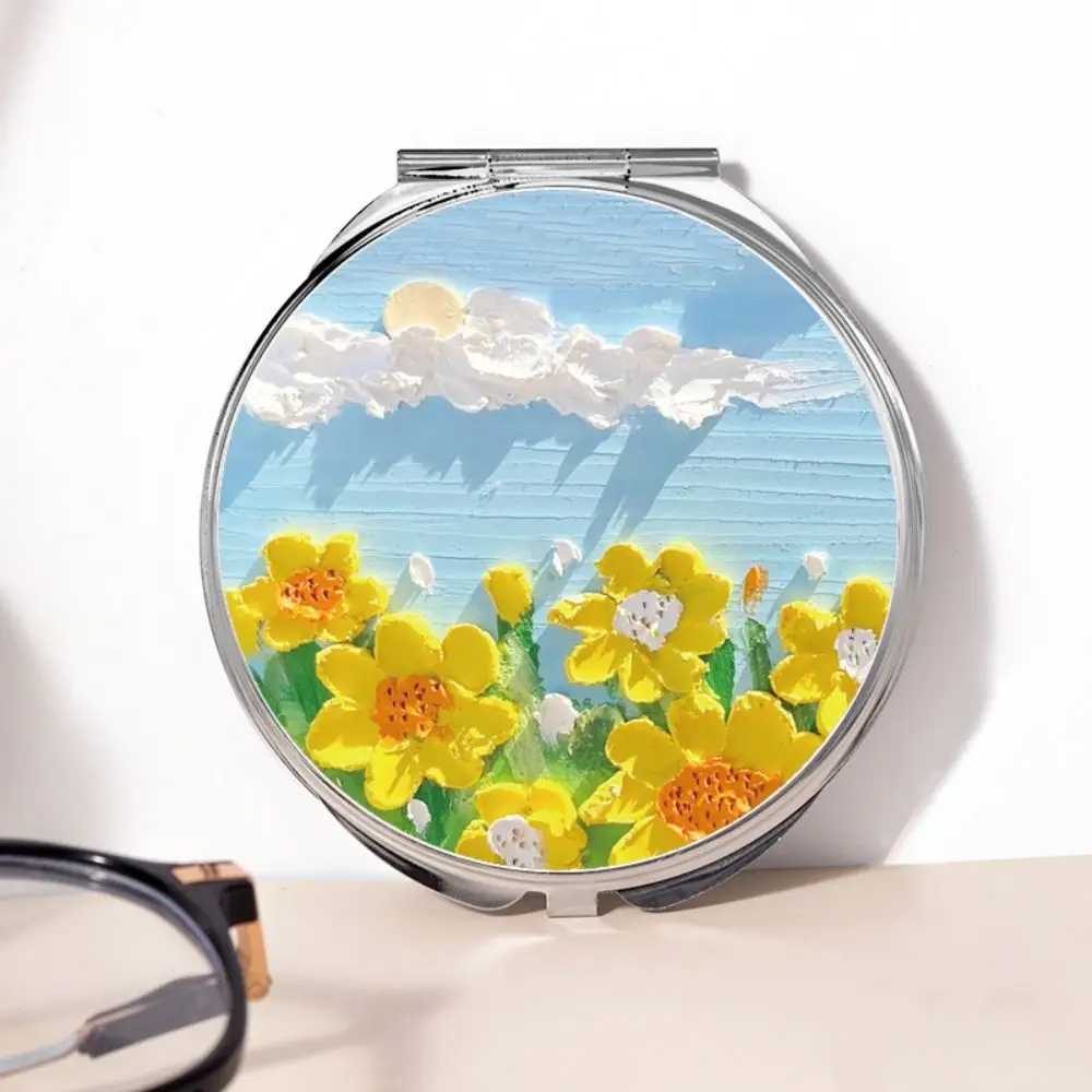 Student Mirrors Tulip Makeup Mirror Rose Square Cosmetic Mirror Handheld Round Folding Mirror Makeup Accessories