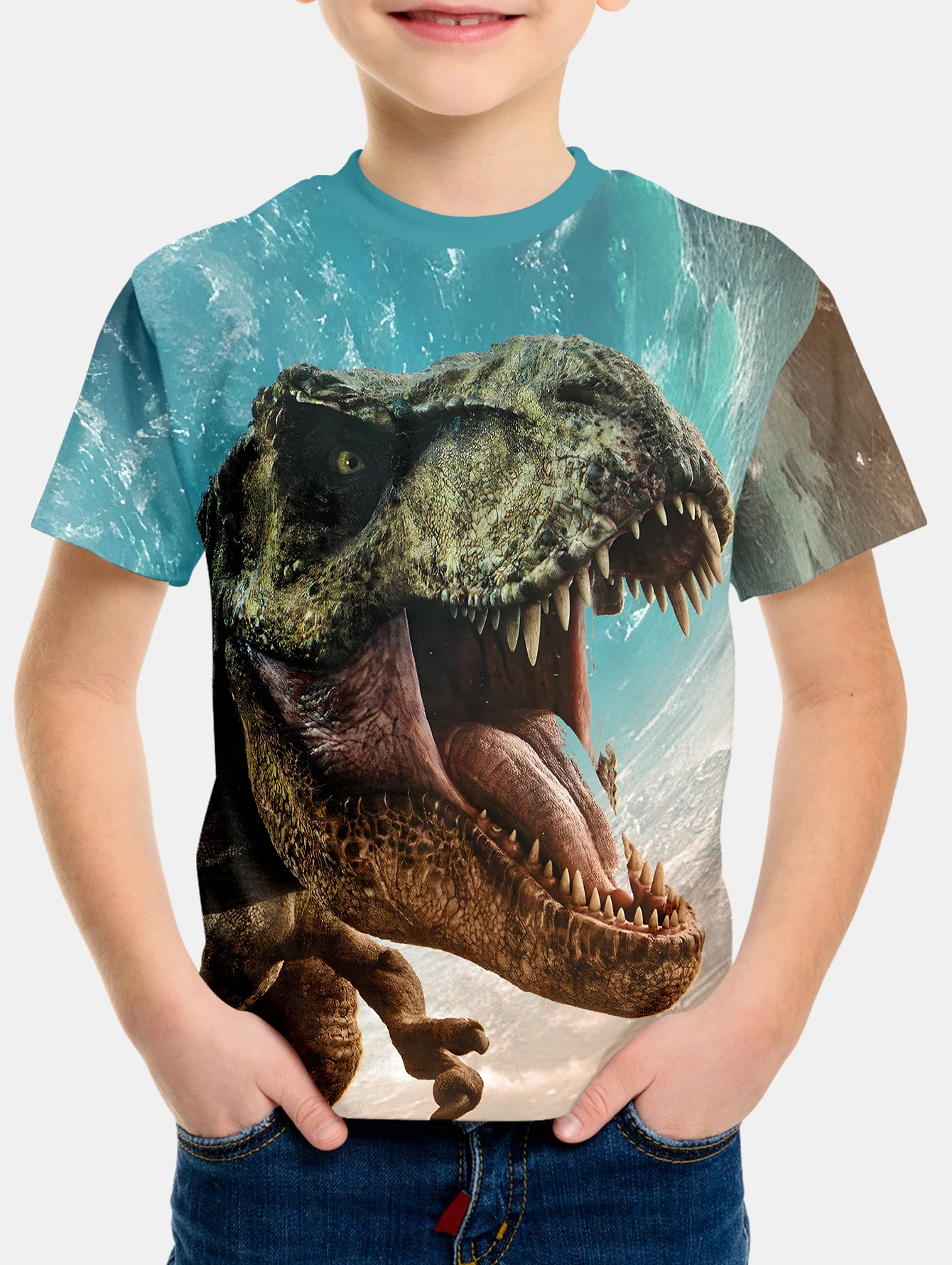 Dziecięca koszulka chłopięca Cool Jurassic World Dinosaur T Shirt Boy Ubrania Letnie koszulki z krótkim rękawem Odzież dziecięca Dziewczyny Topy