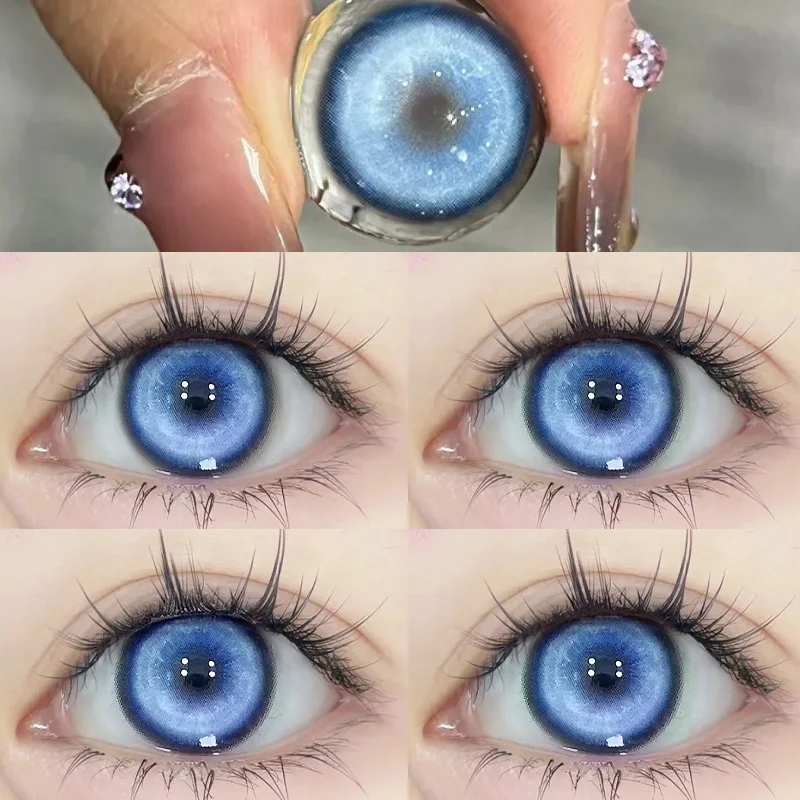 DUOXIU 2pcs New Colored Contact Lenses for Eye Anime Eye With Degree Yellow Contacts Lenses Halloween Pupils Makeup Contact Lens