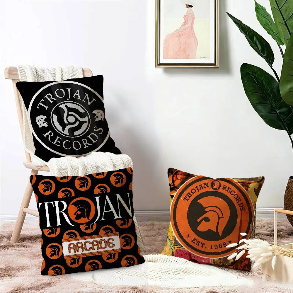 Trojan Records Logo Personalized Pillow Cover Kids Bedroom Wild Party Decor Pillowcase kid Birthday shower Gift