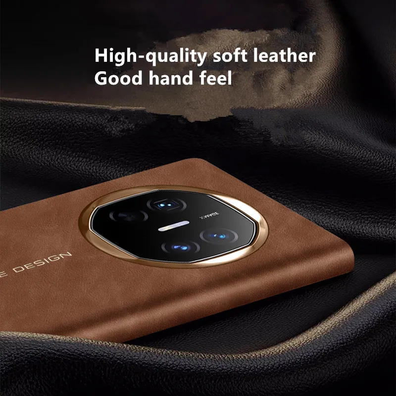 Luxury Leather Phone Case For Huawei Mate X6 Smart Window Flip-Free Answer Case Camera Protection Cover
