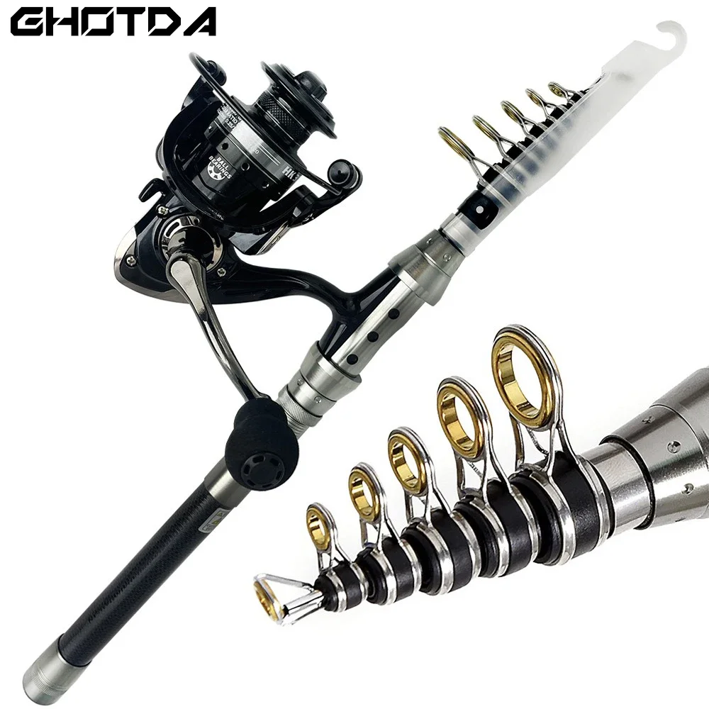 

Telescopic Fishing Rod5.2:1 Gear Ratio Fishing Reel Kit 1.5/1.8/2.1/2.4m Portable Travel Fishing Rod Spinning Fishing Rod Combo