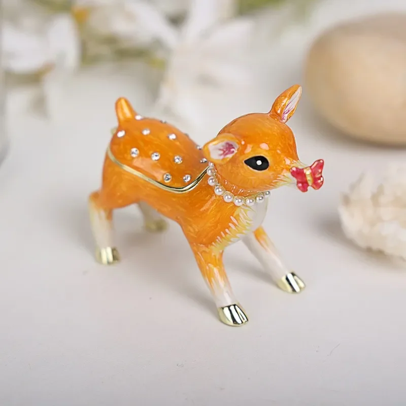 Color Glaze Enamel Nara Deer Ornament Japanese Creative Cartoon Deer Jewelry Box Scenic Souvenir Small Decor Wholesale