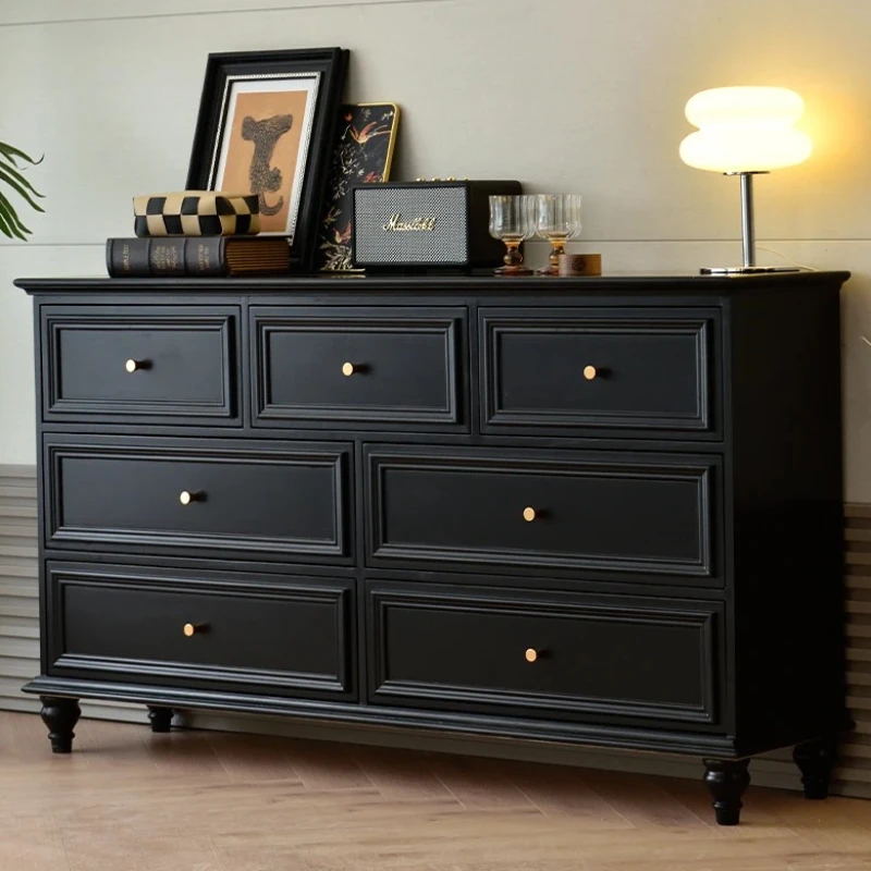 

Solid Wood Living Room Cabinets Black Classic Drawers Storage American Cabinet Space Saving Gabinete De Almacenamiento Furniture