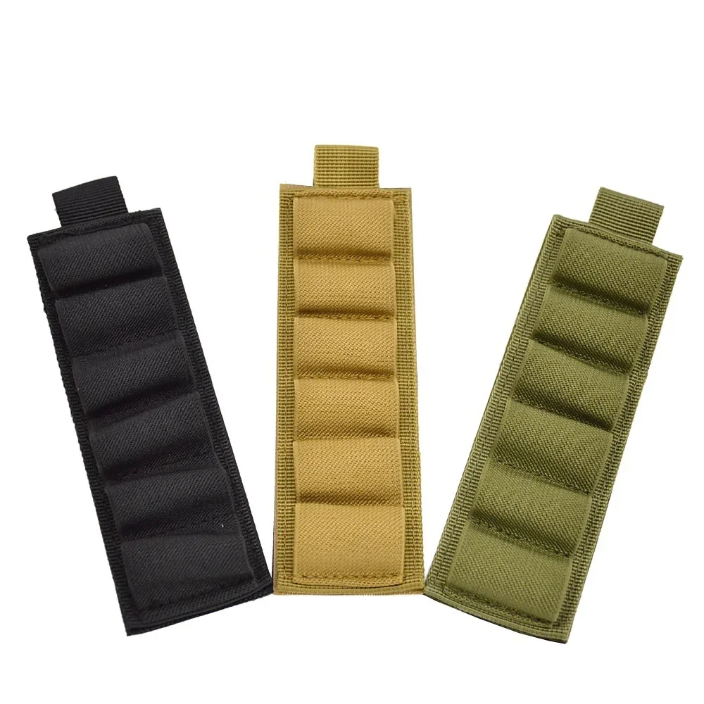 Hunting Accessories 6 Round Shotgun Buttstock Shell Holder 12GA Gun Ammo Pouch Rifle Stock Shotshell Bullet Carrier Hook & Loop