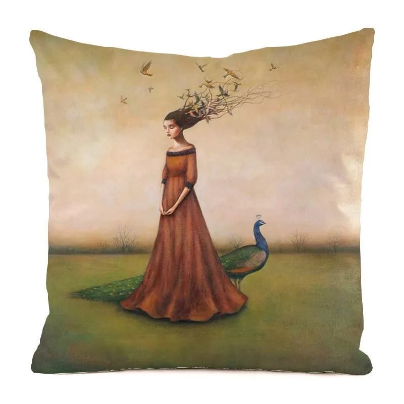 Nordic minimalist hand-painted characters Digital printing short plush pillow covers for sofa office cushion cover home goods