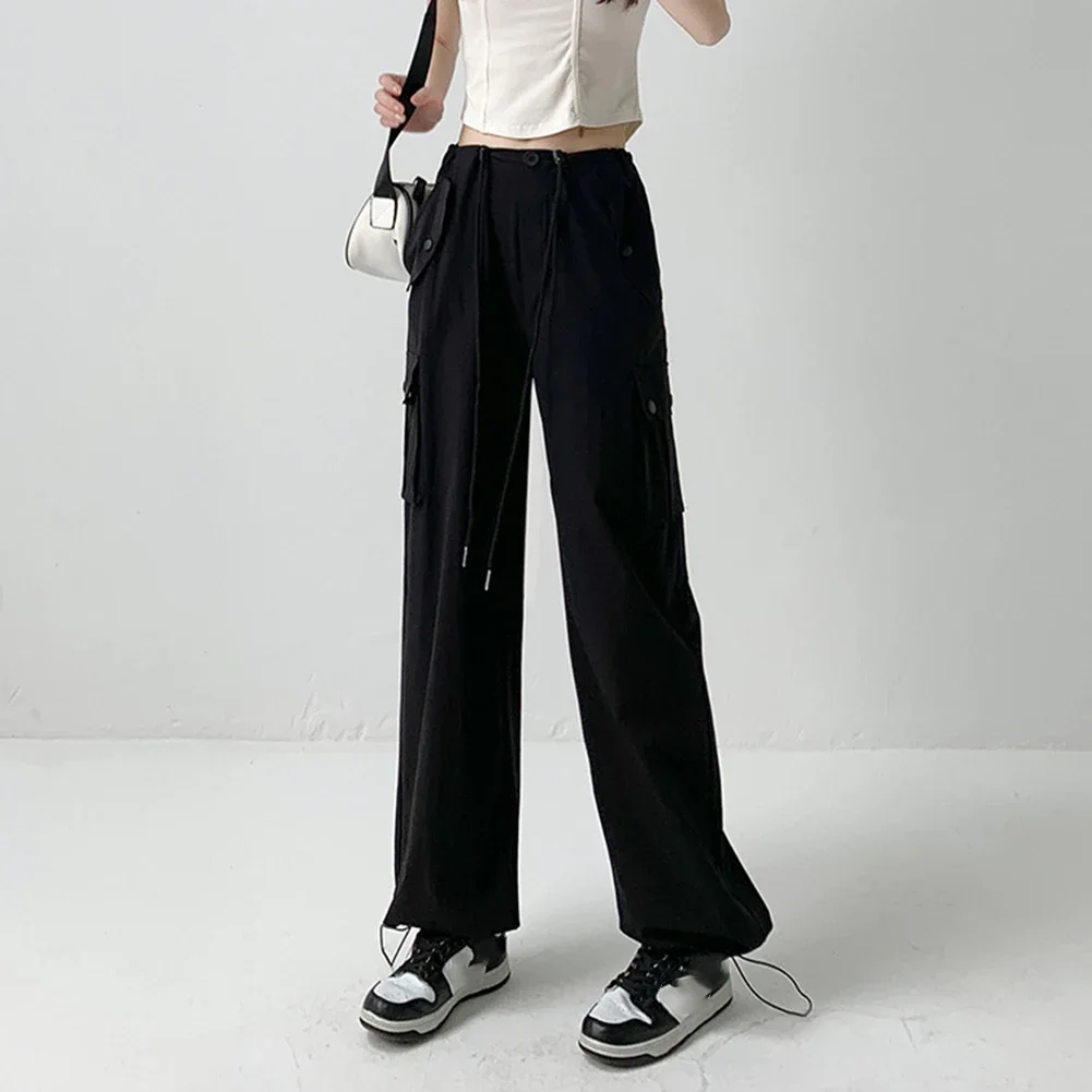 Casual Wear Straight Leg Pants Rose Red Womens Retro Pants Polyester Fabric Slightly Elastic Solid Color Pattern