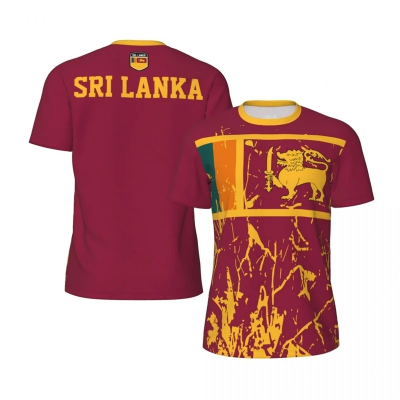 Sri Lanka Flag Graphic Football T Shirts Mens National Emblem 3D Printed Sports T-shirt Running Bike Soccer Tennis Fitness Tees