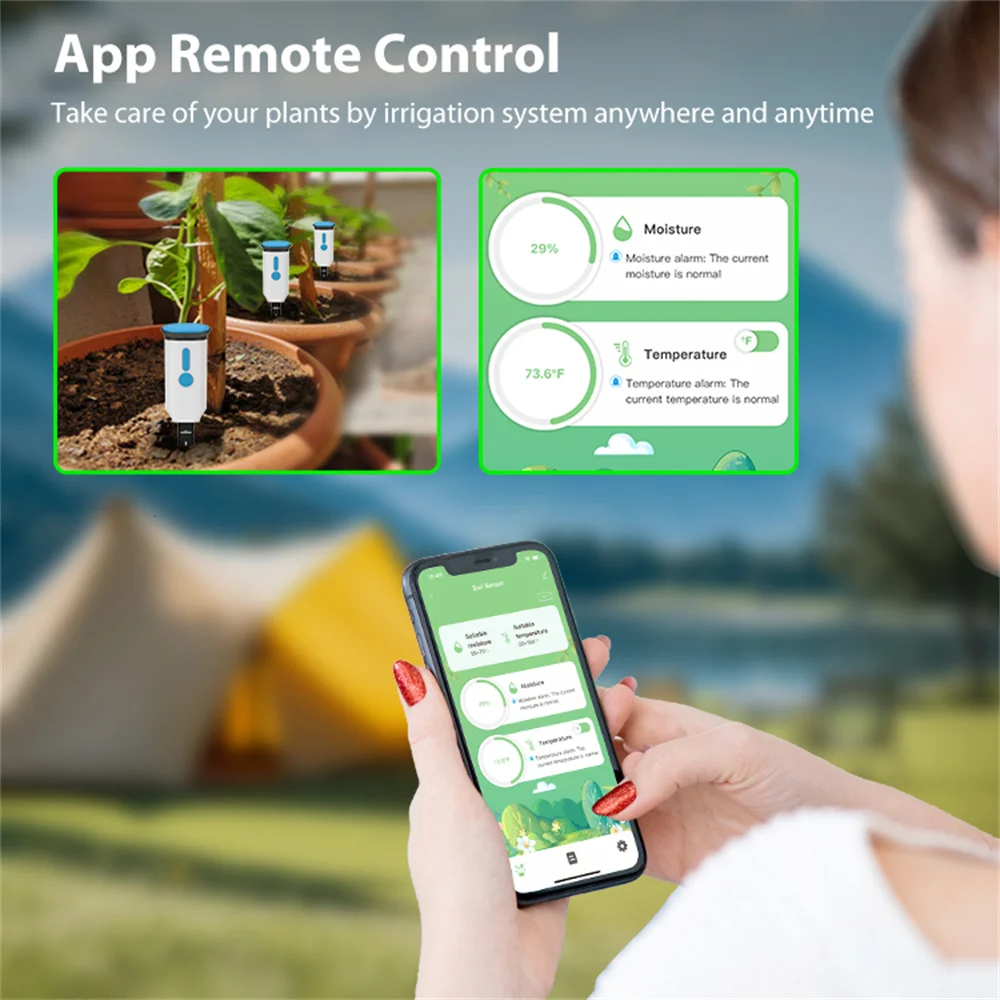 

WiFi Smart Soil Sensor IP66 Waterproof BT 5.0 Wireless 45M Distance Temperature Moisture Detection Smart Scene linkage For Plant