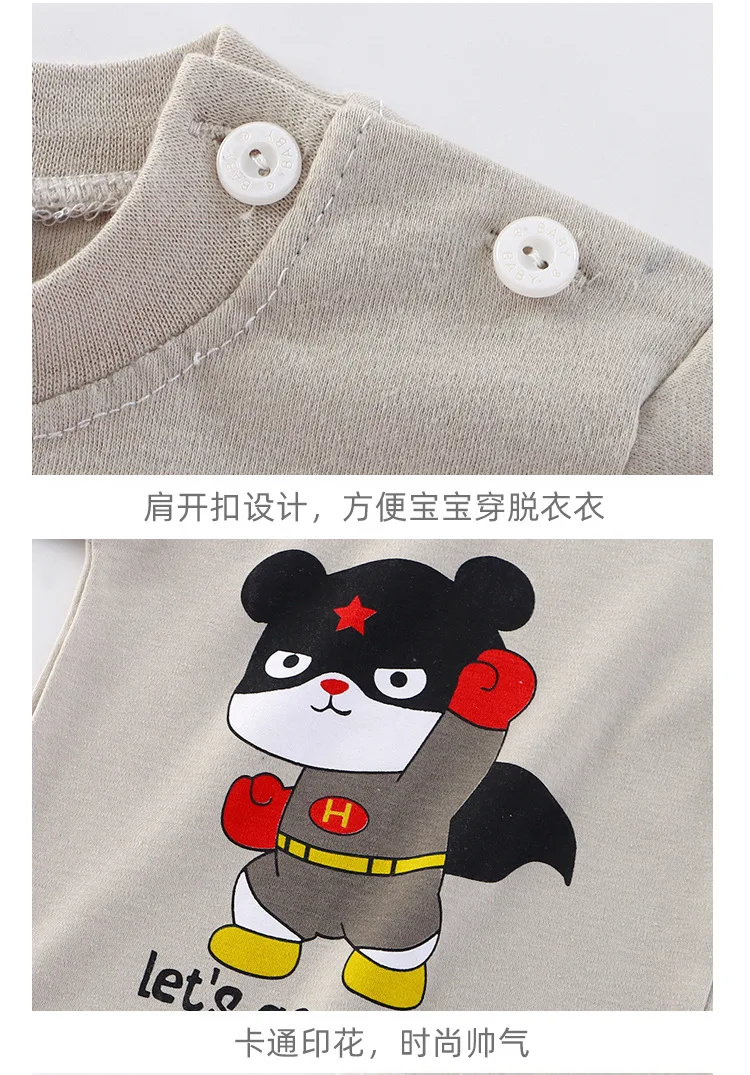 Jungen Mädchen Herbst Baumwolle Langarm-Wärmeset Kinder Weiche Atmungsaktive Heimkleidung Baby Kinder Dehnbare Bequeme Pyjamas Casual – Detail 12