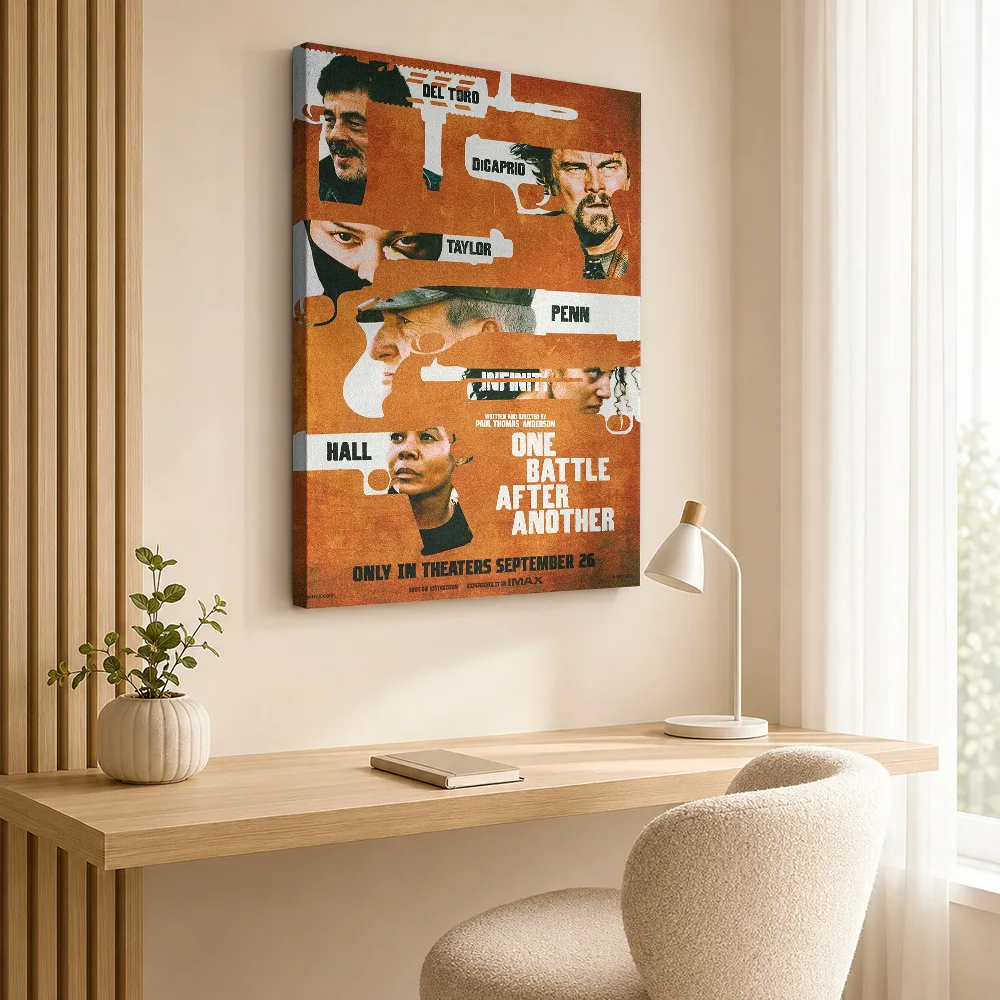 One Battle After Another Movie Framed Canvas Poster Personalized Photo Vintage Movie Wall Paintings Decoration for Living Room