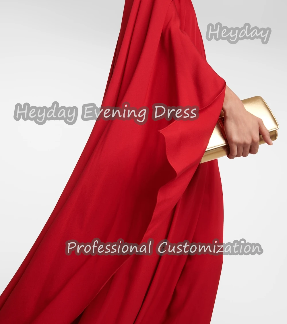 Heyday O-Neck Saudi Arabia Short Sleeves A-Line Prom Gown Chiffon Ruffle Floor Length Elegant Evening Party Dress For Women 2024