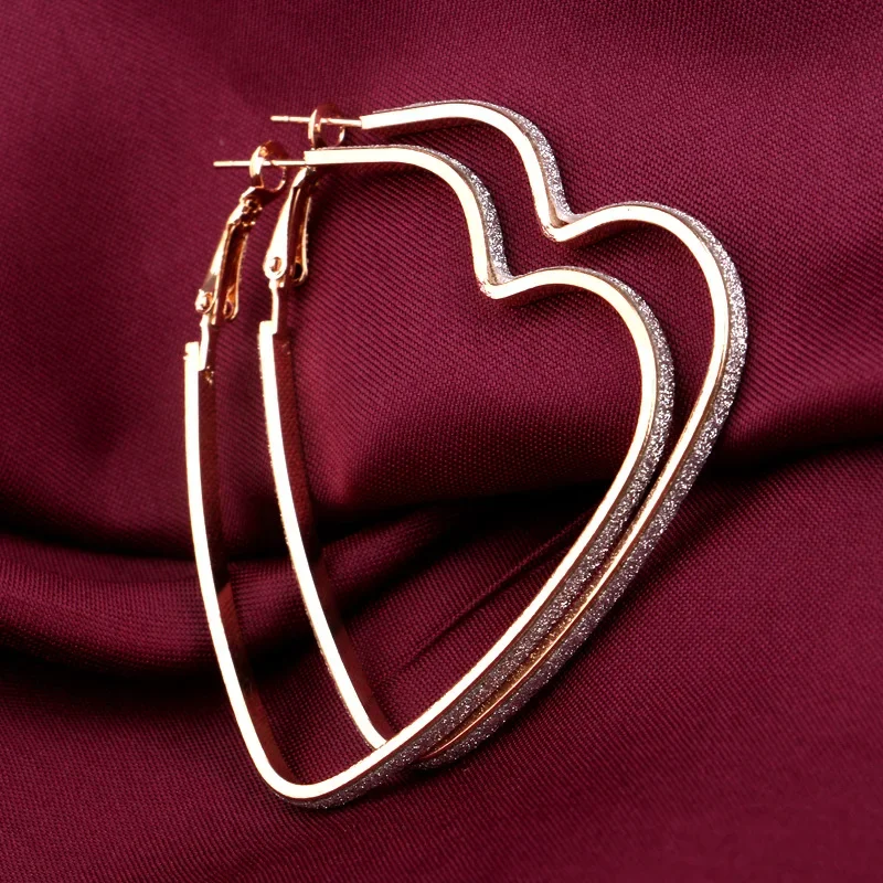 Stylish Nickel Free Gold Heart Hoop Earrings Loop Earrings Celebrity Brand Earrings Women Gift Fashion Jewelry  5.0-10.0cm