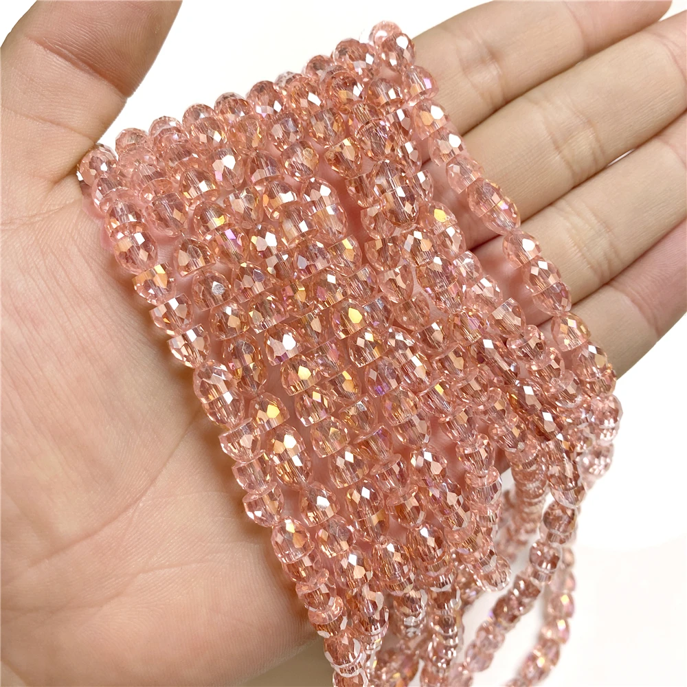 Faceted Semi-Ellipse Beads Shiny Austrian Crystal Beads Czech Glass Beads for Jewelry Making Bracelet Handwork Accessories 6MM