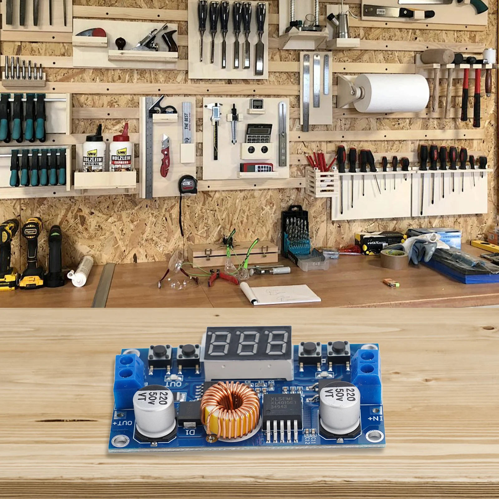 5A 75W adjustable DC DC power supply module with multi level protection and integrated voltmeter for electronic and CNC devices