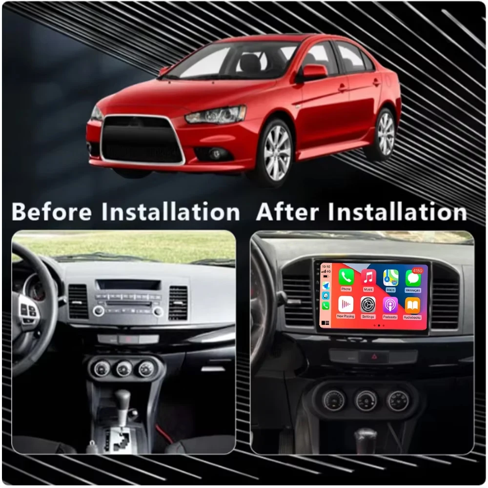 9Inch Android 14 For MITSUBISHI LANCER 9 10 X 2008 2009 2010 2011 - 2016 Car Radio Stereo Audio GPS Player Carplay Auto Screen