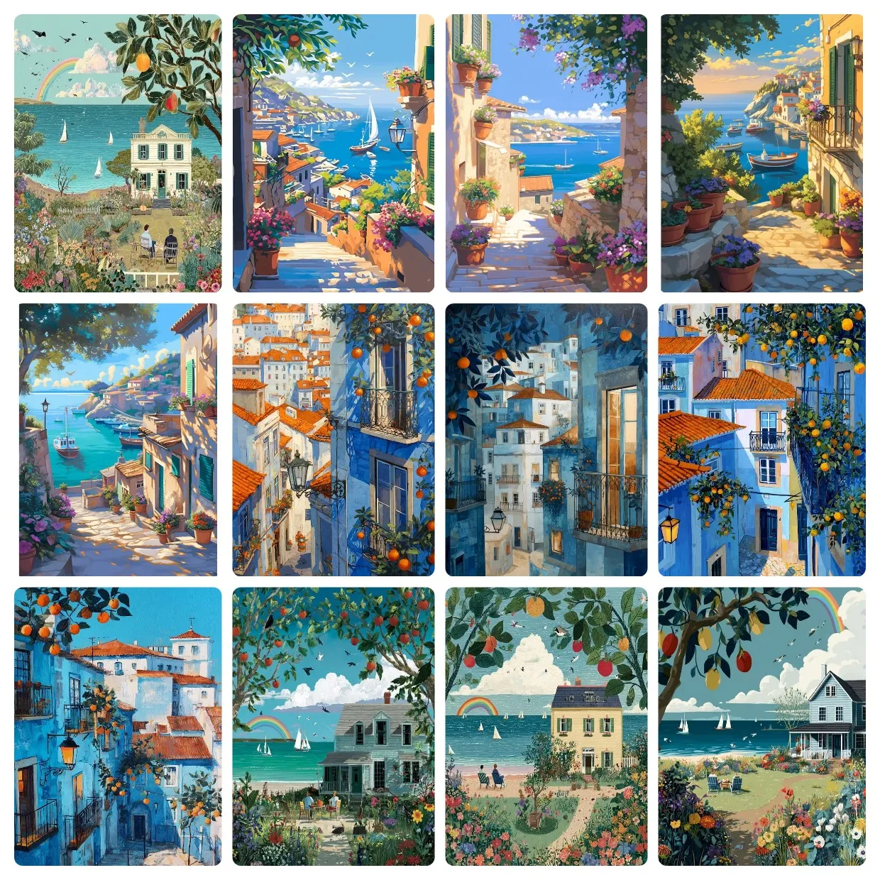 DIY Frame Paint By Number House Landscape for Adults Picture By Numbers Tree Acrylic Paint on Canvas Home Decoration