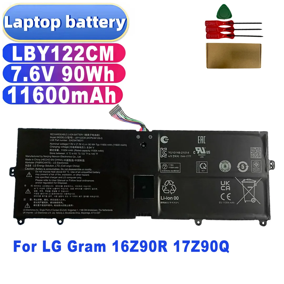 7.6V 11600mAh 90WH New LBY122CM Laptop Battery For LG Gram 16Z90R 17Z90Q High Quality