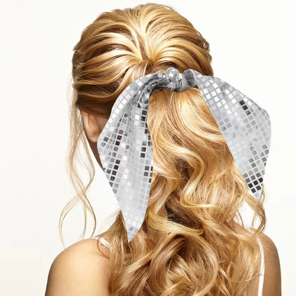 

2 шт. блестящие резинки для волос с пайетками и бантом, глиттерные резинки для волос для танцевальных вечеринок, элегантные аксессуары для укладки, держатели для хвоста, инструмент для плетения кос