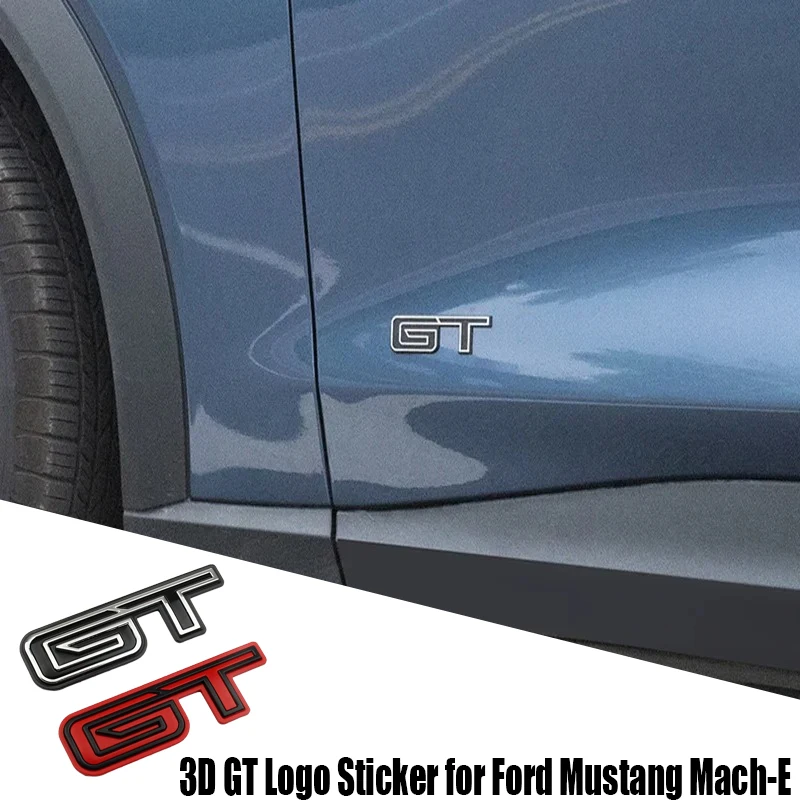 3D GT Logo Sticker for Ford Mustang Mach-E Door Trunk GT Zinc Alloy Creative Emblem Badge Stickers Car Decoration Accessories