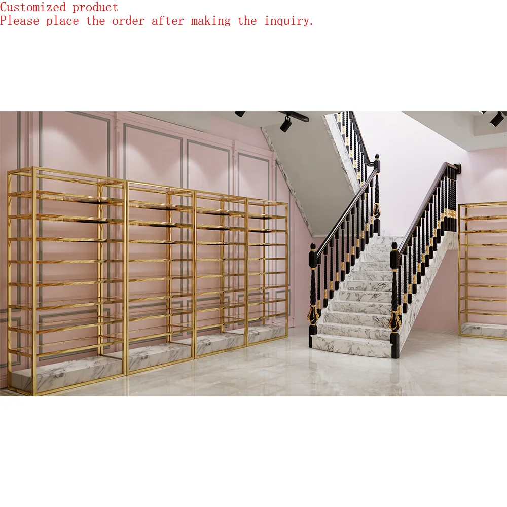 

Бутик-магазин, подставка для сережек с шкафом, золотые полки для демонстрации браслетов и ювелирных изделий, 5-слойный индивидуальный логотип