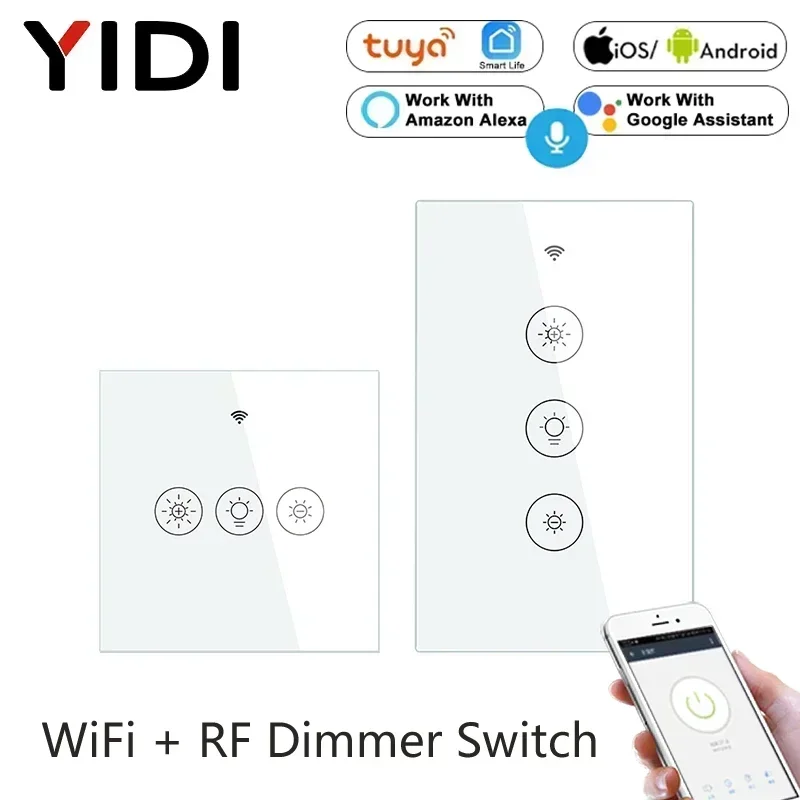 مفتاح خافت ذكي يعمل باللمس على الحائط Tuya Wifi Smart APP متعدد التحكم عن بعد ومؤقت التحكم الصوتي يعمل مع Alexa Google Home