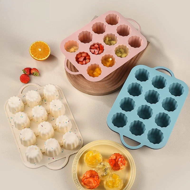 

The New 12 Consecutive Silicone Mold Chocolate Mold Baking Cake Lace Small Cylindrical Mousse Baking Pan Pudding Jelly Molds