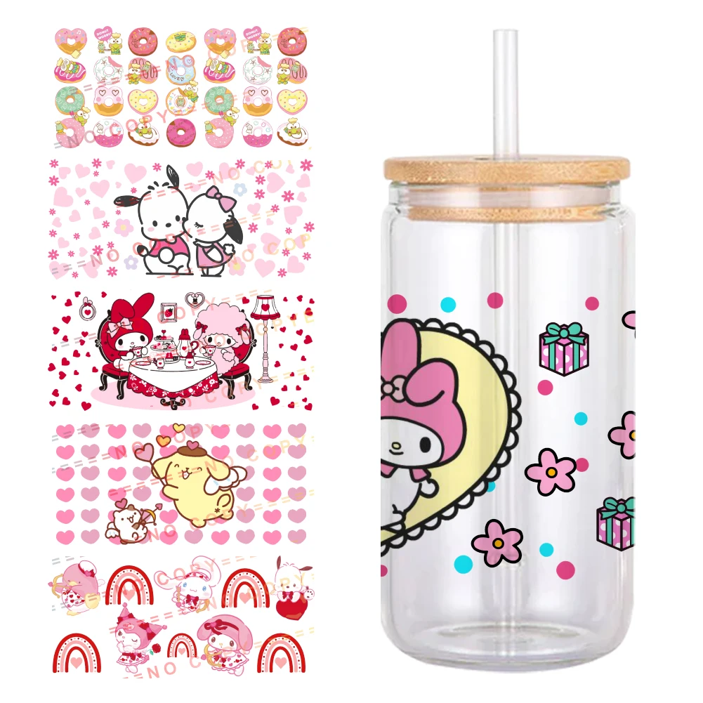 Melody Pochacco Sanrio 11*24cm UV DTF Wrap Sticker DIY For 16oz Glass Cup Waterproof Decals Coffee Cup Sticker