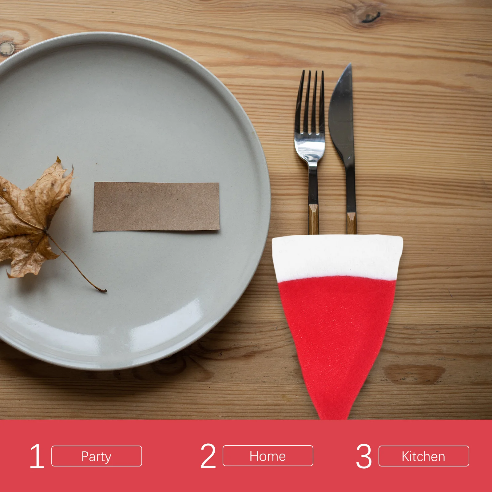 

24Pcs Mini Santa Hats Christmas Decorations Wine Bottle Covers Cutlery Organizers Tableware Covers Xmas Supplies