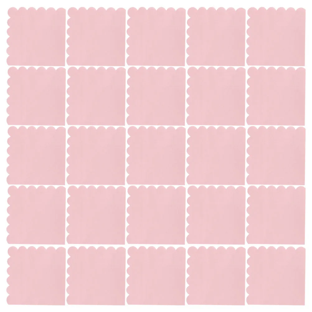 

100Pcs Pink Scalloped Napkins Disposable Paper Elegant for Party Shower Birthday Table Setting Decorative