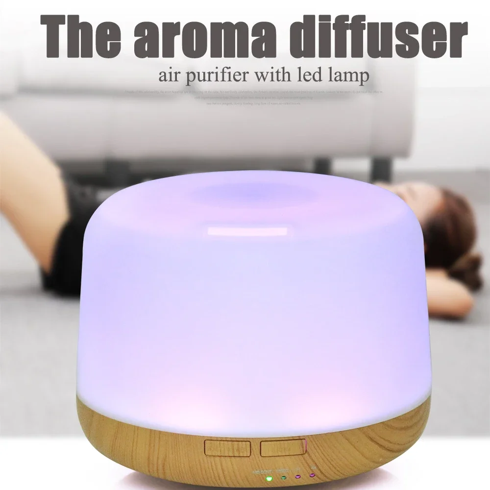 500ml Ultrasonic Essential Oil Diffuser & Humidifier with Remote, Auto-Off Timer, 7 Color Changing Night Light for Home, Office, Yoga
