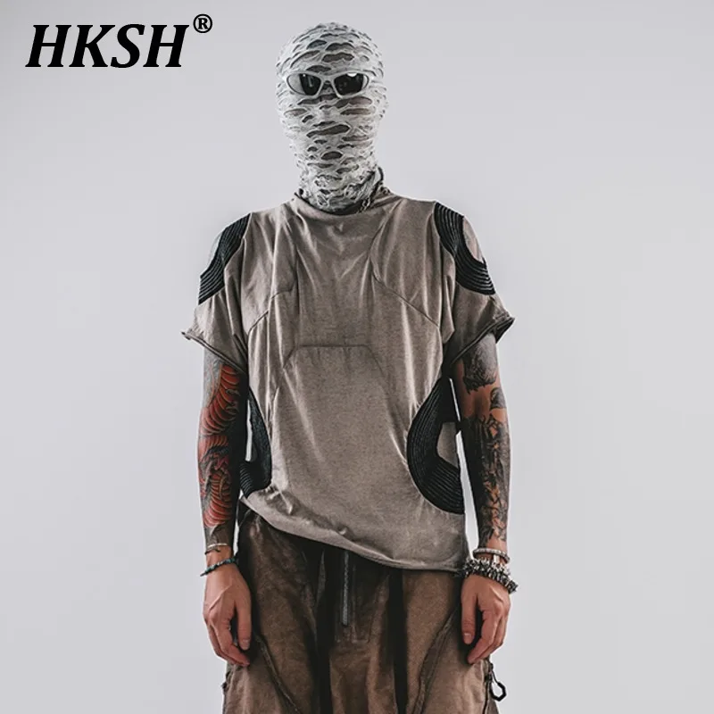 HKSH Spring Summer New Men\'s Tide Punk T-shirts Original Irregular Patchwork Retro Waste Land Streetwear Cotton Chic Tees HK2061