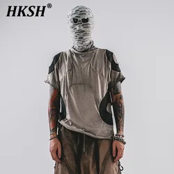 HKSH Spring Summer New Men's Tide Punk T-shirts Original Irregular Patchwork Retro Waste Land Streetwear Cotton Chic Tees HK2061