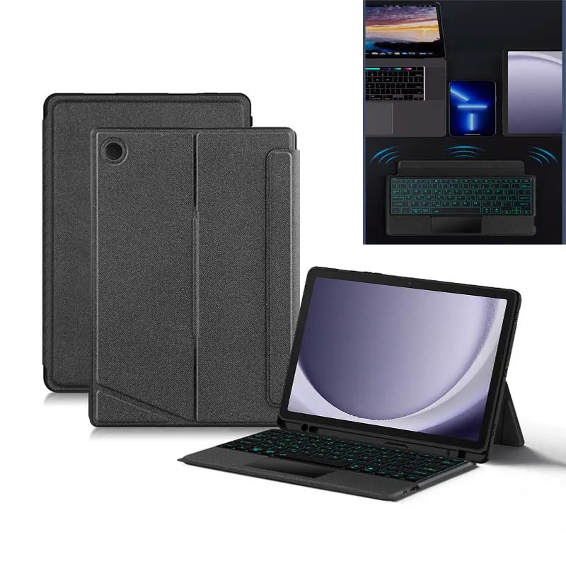 

for Samsung Tab A11+ A11 Plus Case with Bluetooth Keyboard Pen Slot Touch Pad Colorful Light Magnetic Detachable Stand Cover