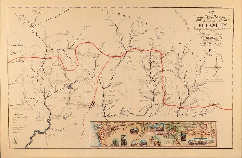 

1990 Back To The Future 3 Hill Valley Rail Map Art Print Silk Poster for Your Home Wall Decor 24x36inch