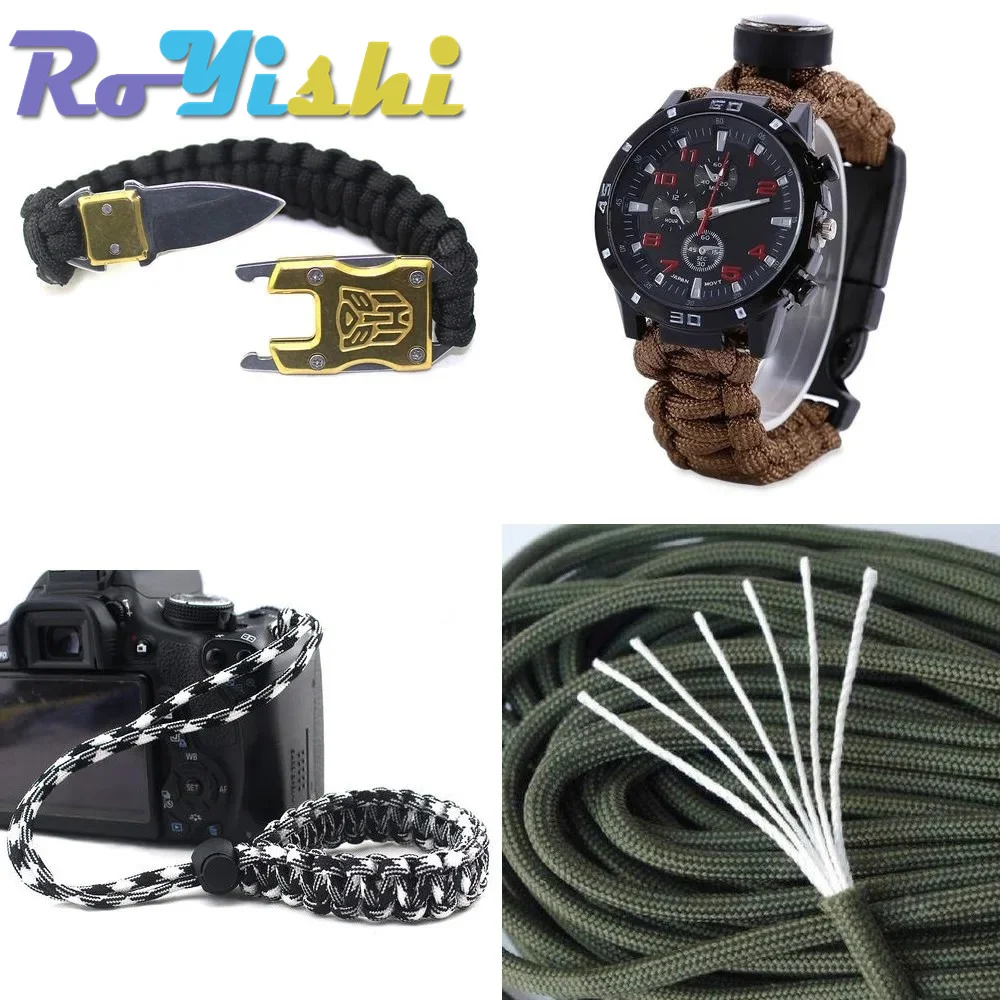 1pc 100FT 550 Paracord Parachute Cord Lanyard Mil Spec Type III 7 Strand Core For Climbing Camping Buckles Bracelet 1-40