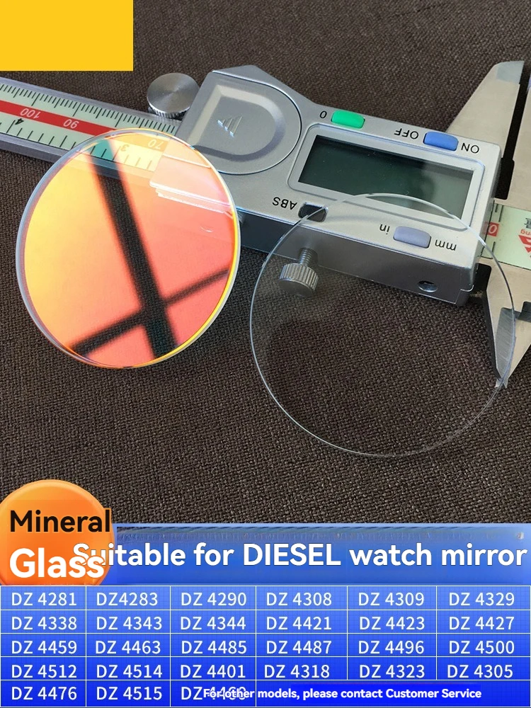 Espelho de relógio resistente a arranhões para diesel dz 4476 4515 4401 vidro mineral vermelho polarizado luz azul acessórios de espelho de relógio plano