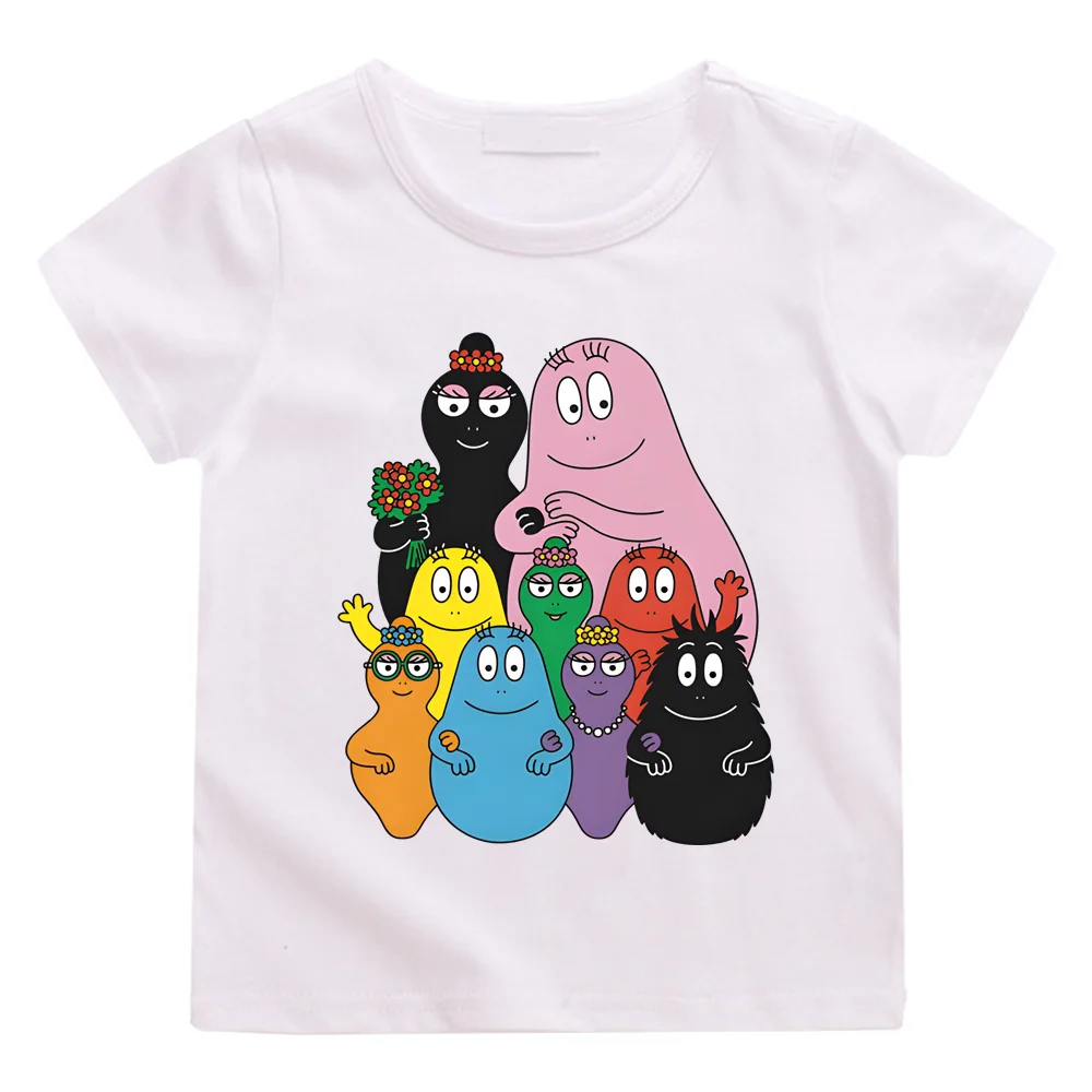 

Barbapapa Cartoon Printing T-shirts Summer Cute Graphic Print Tee-shirt Short Sleeve CottonTshirts Girls/Boys Clothes KawaiiTops