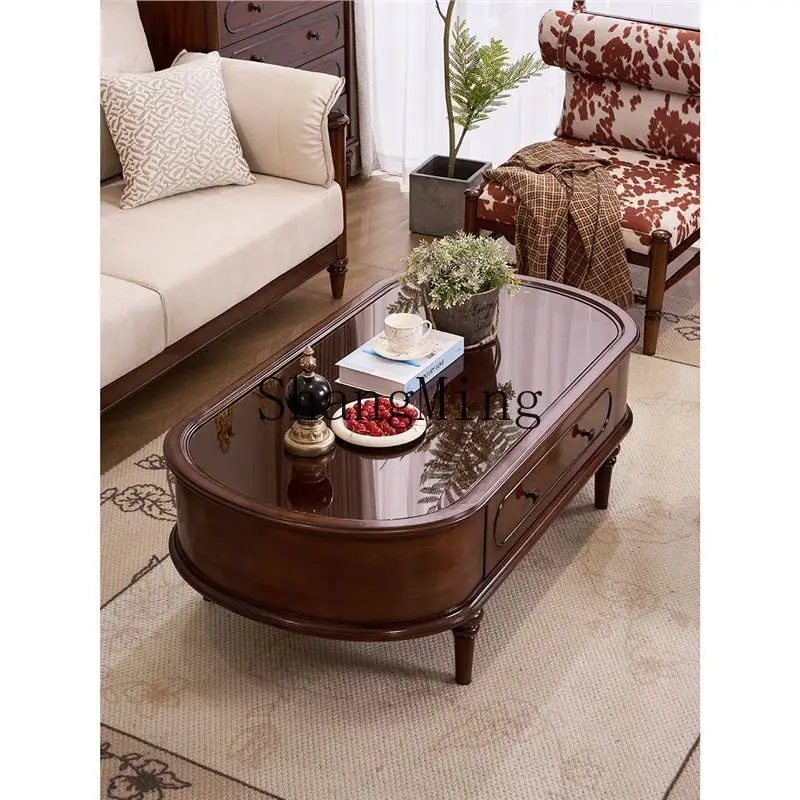 

SM средневековый журнальный столик из цельного дерева, комбинированный шкаф для телевизора, гостиная, стеклянный журнальный столик в стиле ретро