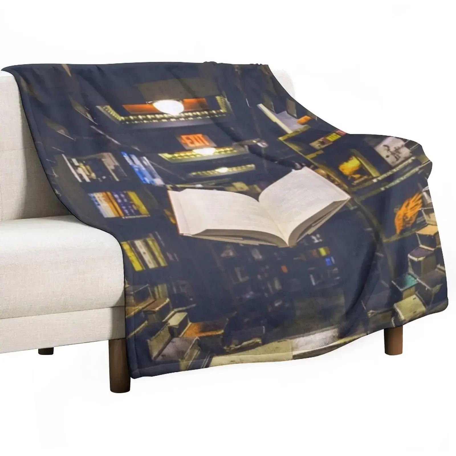 Library Books Shelves Open Book Read Throw Blanket Stuffeds for winter Blankets