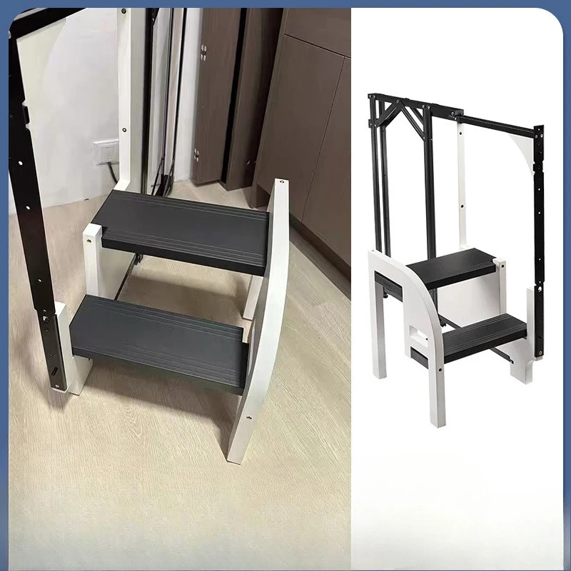 Household embedded heightening ladder cabinet wardrobe two-step folding