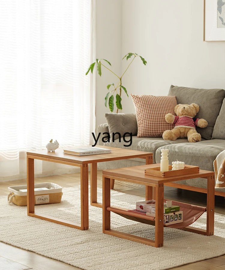 LTT Nordic solid wood coffee table modern simple small apartment square coffee table Japanese square coffee table